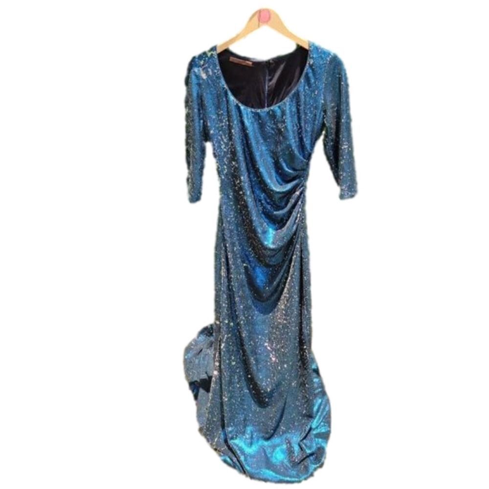Kevan Hall iridescent sequin gown with train